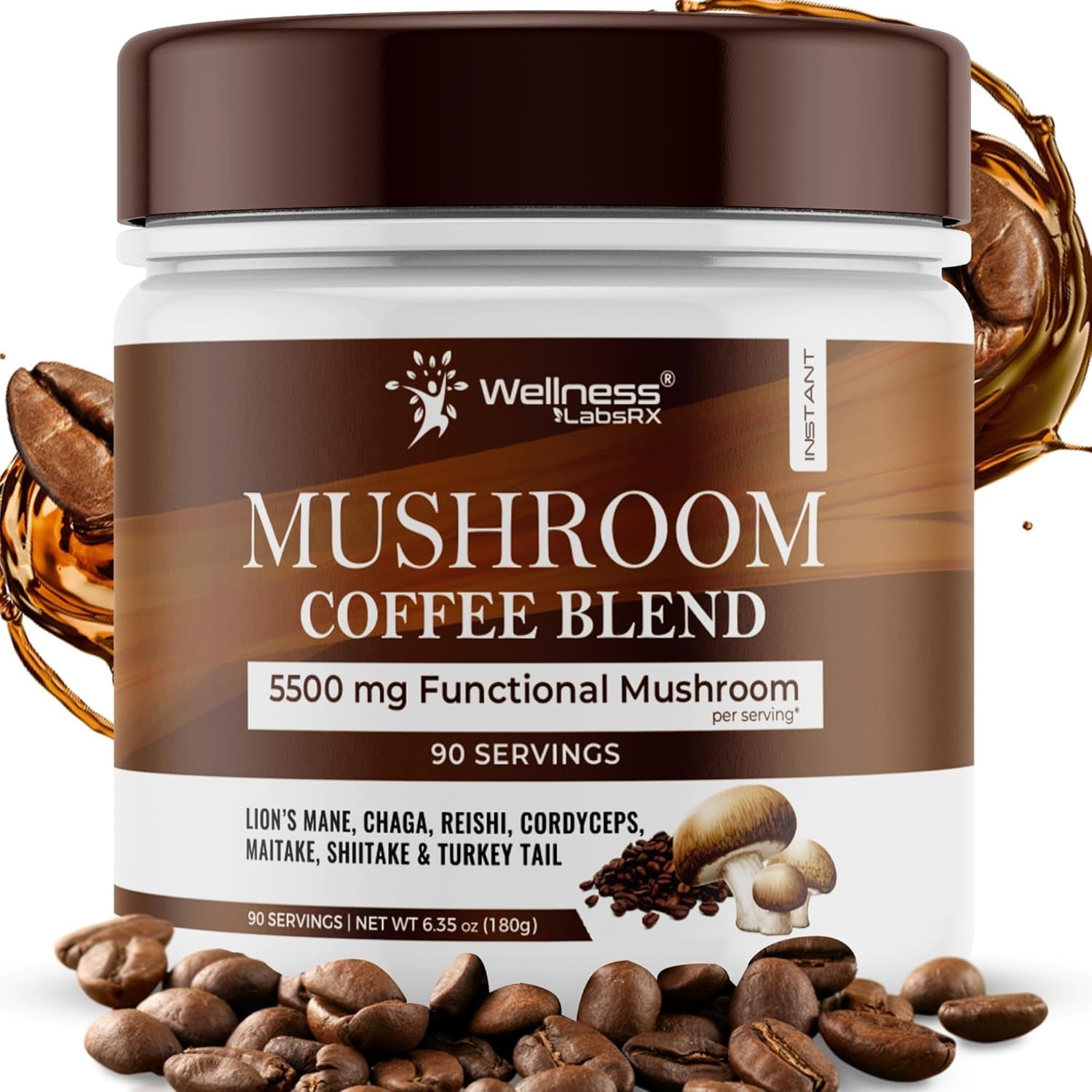 organic-mushroom-coffee-instant-7-superfood-mushroom-blend-90-servings-lions-mane-chaga-reishi-cordyceps-maitake-shiitake-turkey-tail-colombian-roast-keto-coffee-smooth-taste-1-pack