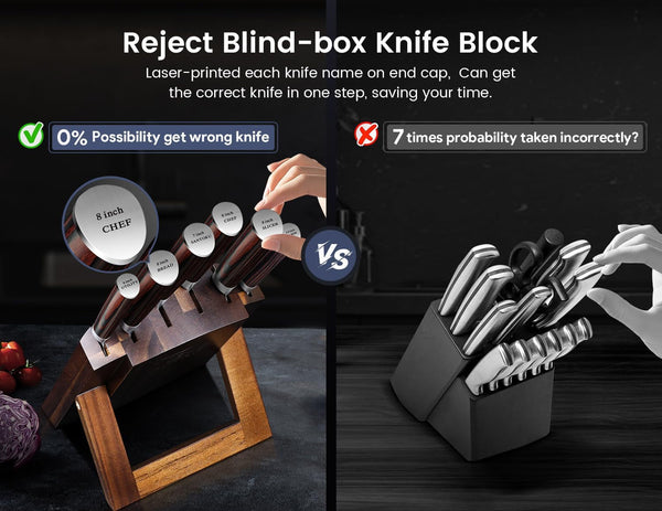 2026 Upgrade Kitchen Knife Set, Foldable Magnetic Acacia Wood Block6