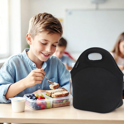 Neoprene Kids Lunch Box Insulated Soft Bag Mini Cooler Thermal Meal Tote Kit for Boys, Girls,Men,Women,School,Work, Office,Black2