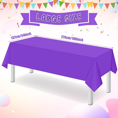 16 Pack Purple Plastic Tablecloth for Rectangle Tables, Premium Decorative Purple Disposable Table Cloths for Parties, Rectangle Party Table Cover for Birthday Anniversary Graduation, 54X108 Inch2