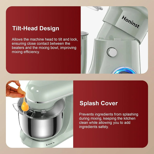 4QT Electric Stand Mixer, 10-Speed Tilt-Head Compact Kitchen Mixer | Multiple Stylish Colors | Food Mixer with Dough Hook & Beater & Whisk | for Cake & Bread | Dishwasher-Safe | Green6