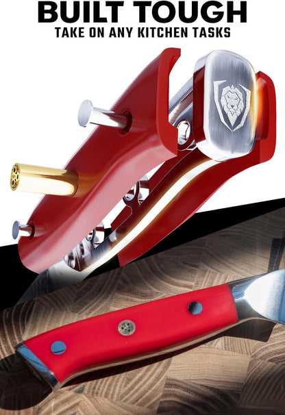 Santoku Knife - 7 Inch - Shogun Series - Damascus - Japanese AUS-10V Super Steel Kitchen Knife - Vacuum Treated - Crimson Red ABS Handle - Razor Sharp Vegetable Knife - W/Sheath3