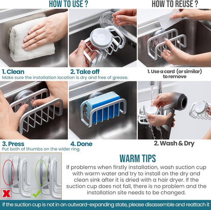 Rustproof Sponge Holder for Kitchen Sink with Suction Cup-Silver6