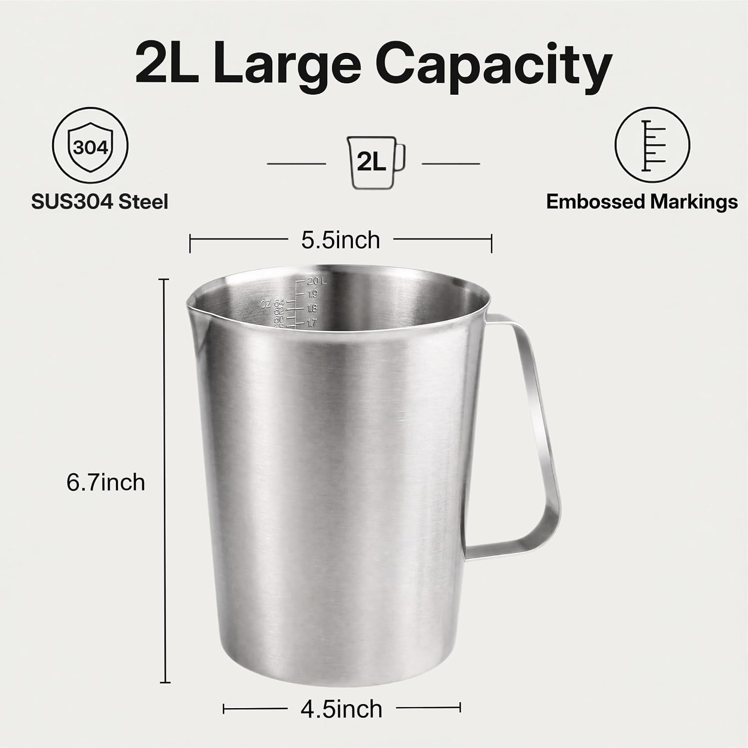 64oz-8cup-stainless-steel-pitcher-sus304-2-liter-metal-container-for-water-milk-liquid-with-handle-with-engraved-markings-silver