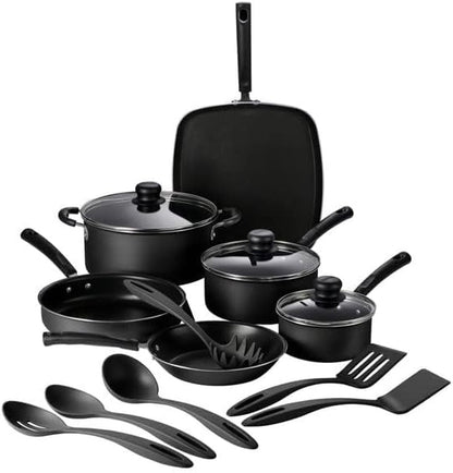 Primaware 15-Piece Non Stick Pots and Pans Set, Storm | Aluminum Nonstick Cookware Kitchen Set with Cooking Utensils2