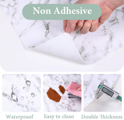 2-Layer Drawer and Shelf Liner for Kitchen Cabinet: 12 in X 20 Ft Non Slip Waterproof Shelf Paper Non Adhesive Refrigerator Liners White Marble Easy Liners for Bathroom with Knife Tape Measure4