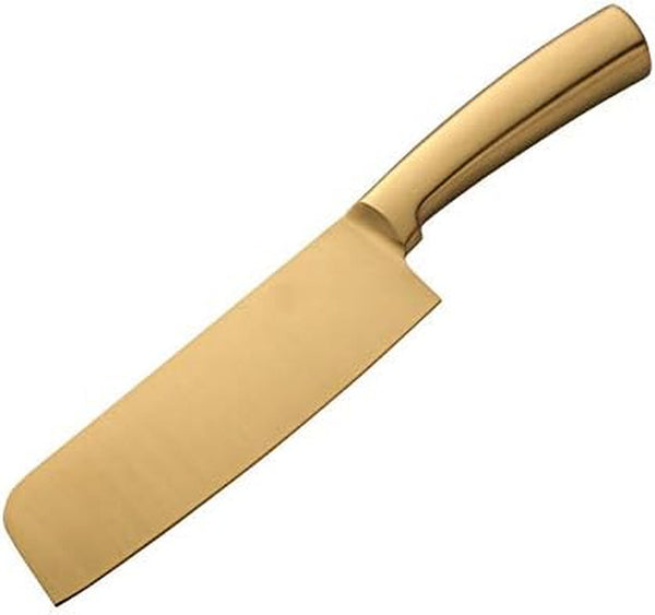 Meat Cleaver,Cleaver Knife, 6.3 Inch Stainless Steel Chef Knives Kitchen Utensil Fruit Vegetable Chopping Kitchen Knife Cooking Accessories Kit Cleaver(Gold 1Pc)1