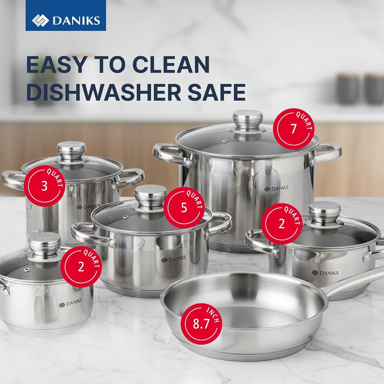 standard-11-piece-stainless-steel-cookware-set-with-glass-lids-includes-saucepan-with-lid-and-frying-pan-tri-ply-bases-for-even-heating-induction-compatible-dishwasher-safe-silver