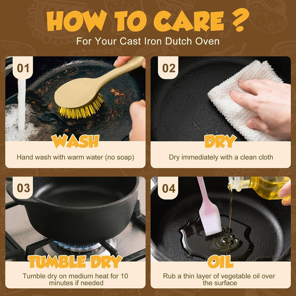 Cast Iron Dutch Oven Pot for Bread Baking 5Qt,With Skillet Lid Cooking Pan | Pre-Seasoned 2-In-1 Sourdough Bread Baking Pan with Proofing Basket and Baking Supplies, 11PCS Sourdough Starter Kit6