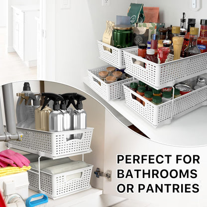 2 Tier Pull-Out Sliding Drawer under Sink Storage, White8