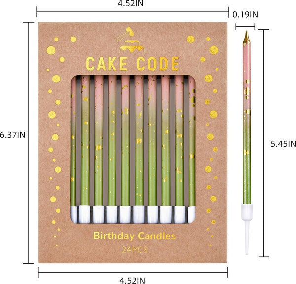 Pink Green Gold Long Thin Birthday Candles, Cake Candles, Birthday Parties, Wedding Decorations, Party Candles7