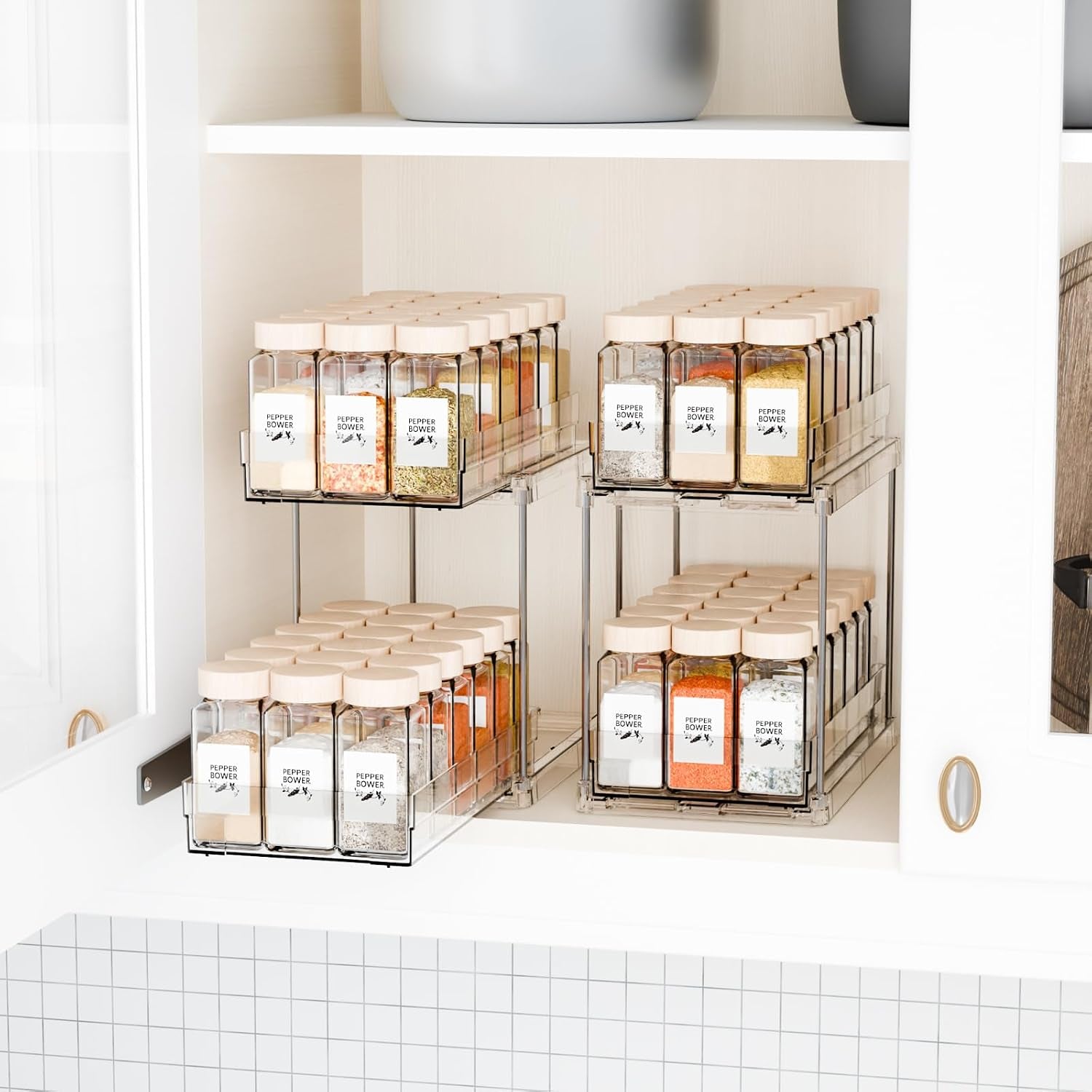 2-pack-2-tier-vertical-spice-rack-pull-out-10-4-deep-narrow-slide-out-spice-rack-organizer-for-inside-cabinets-kitchen-pantry-cupboard-seasoning-can-jar-organizer-and-medicine-cabinet-storage