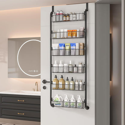 over the Door Pantry Organizers and Storage, 6-Tier Spice Rack, Home & Kitchen Storage Shelves for Cabinet, Large Capacity Hanging Seasoning Organizer, Laundry Room Organization, Black8