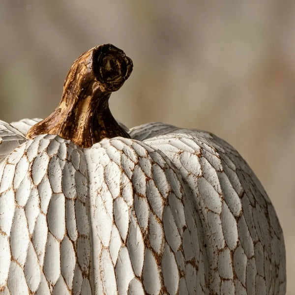 Fall Pumpkin Decor, Set of 2 Resin Pumpkins, Thanksgiving Decor | Elegant Textured White Pumpkins, Fall Decor Accent for Thanksgiving Table Centerpiece, Mantel, Shelf and Autumn Home Decor.7