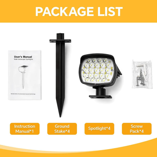 Solar Spot Lights Outdoor, 3 Modes 2-In-1 IP65 Waterproof 4 Pack Spotlights7
