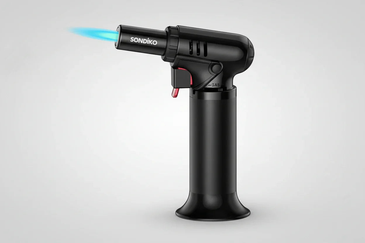 Butane Torch Lighter with Adjustable Flame & Fuel Window