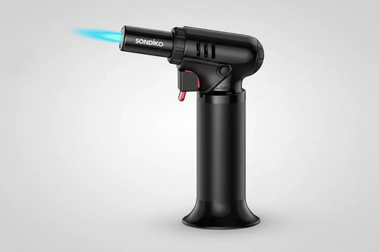 Butane Torch Lighter with Adjustable Flame & Fuel Window
