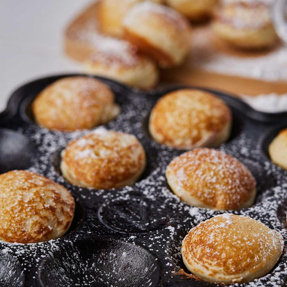 Cast Iron Poffertjes Dutch Pancake Pan with Loop Handles, Preseasoned with Flaxseed Oil, Made in Colombia8
