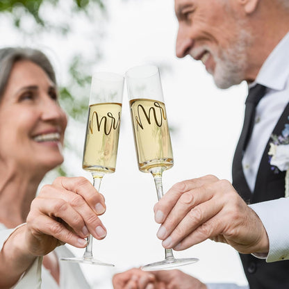 BRIDAL Mr and Mrs Champagne Flutes Set of 2, Engagement Gifts for Couple | Bridal Shower Gifts for Bride to Be Women, Wedding Gift for Newlyweds 2026, Bride and Groom Toasting Glasses with Wooden Box9