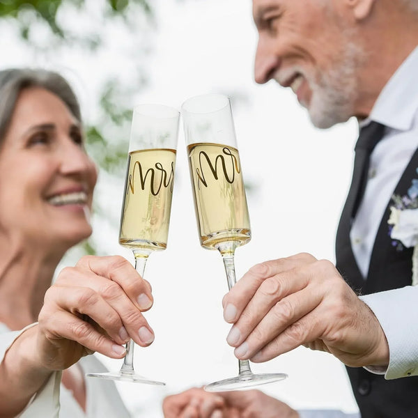 BRIDAL Mr and Mrs Champagne Flutes Set of 2, Engagement Gifts for Couple | Bridal Shower Gifts for Bride to Be Women, Wedding Gift for Newlyweds 2026, Bride and Groom Toasting Glasses with Wooden Box9