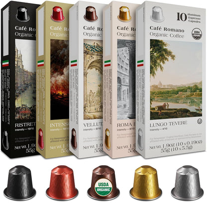 Organic USDA  Coffee Aluminum Espresso Pods for Nespresso Original Machine 100 Pack Italian Espresso Coffee (Variety Pack)1