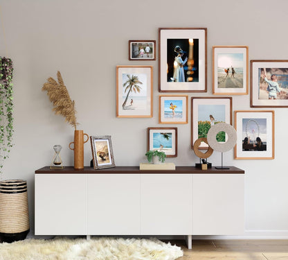 5X7 Picture Frame with Mat for 4X6, Usa-Sourced Natural Walnut Wood Handcrafted Rounded Corner with Real Glass, Vertical or Horizontal Display Photo Gallery Wall & Tabletop Frame2