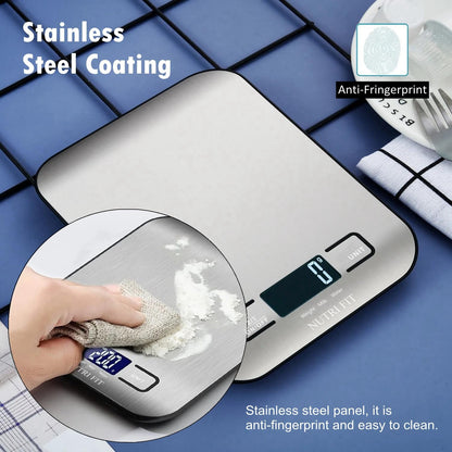 Food Scale Kitchen Scales Digital Weight Grams Oz for Weight Loss | Stainless Steel Panel, 1G Increment, Max 11Lbs, Backlit Screen, Smart Tare, Easy to Use for Baking Cooking, 2 AAA Batteries4