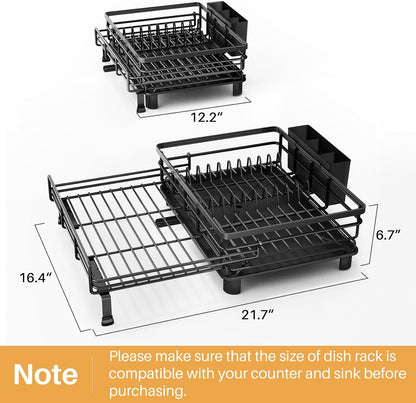 Expandable Dish Drying Rack for Kitchen Counter, Stainless Steel, Black6