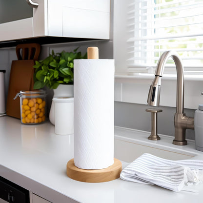 Wooden Paper Towel Holder Countertop - Solid Freestanding Paper Towel Dispenser Stand with Non-Slip Base5
