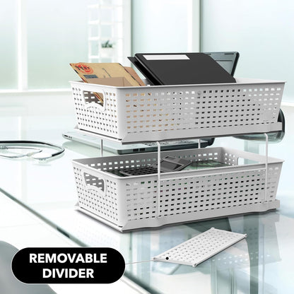 2 Tier Pull-Out Sliding Drawer under Sink Storage, White9
