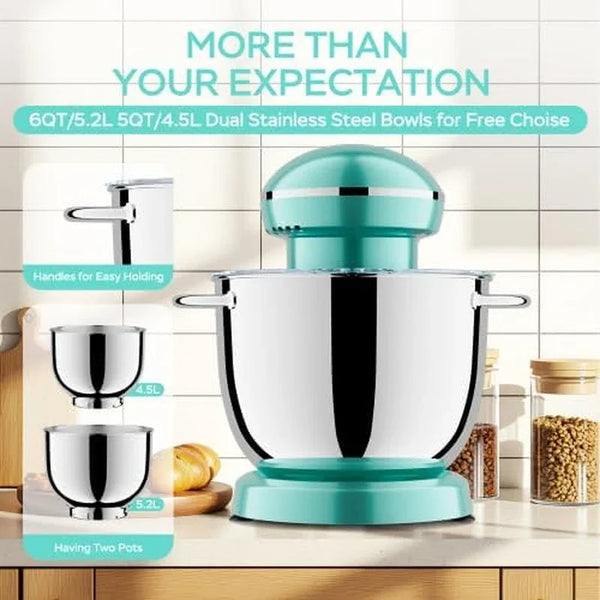 3-IN-1 Electric Stand Mixer,4.8Qt 12 Speeds Tilt-Head Food Mixer with Dough Hook,Whisk & Beater - Large Kitchen Stand Mixers for Baking Bread, Cakes,Perfect Gifts for New Home (Blue-10 Speeds)4