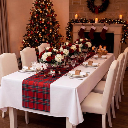 6 Pcs Red Christmas Tartan Plaid Table Runner 13 X 726