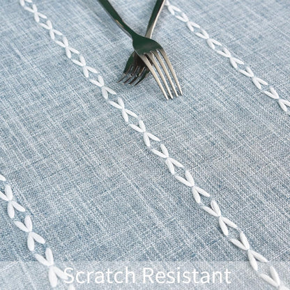 Blue and White Striped Tablecloth Linen Square Tablecloth 53X53 Inch3