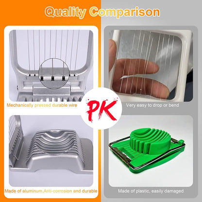 Egg Slicer for Hard Boiled Eggs Egg Cutter Strawberry Slicer Heavy Duty Aluminium Slicer Stainless Steel Wire Multipurpose Egg Slicer Dicer for Soft Fruit Mushroom,Egg Slicer4