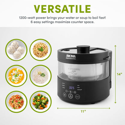 Housewares Professional 8-Cup (Cooked) Smartcarb Multicooker and Flavor-Lock Food Steamer for Low-Carb Rice and Grains, Glass Inner Pot, Black (AMC-800), Transparent Glass, 4 Cup Uncooked Rice4