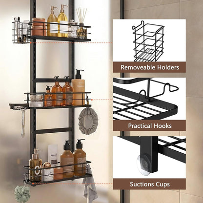 Over the Door Shower Caddy, 304 Stainless Steel Organizer, Black3
