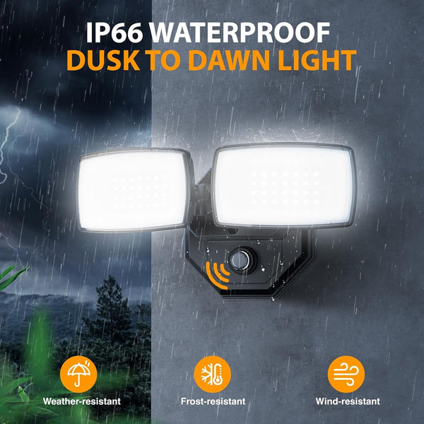 3200Lm Dusk to Dawn Outdoor Lighting, IP66 Waterproof, Auto on Off6