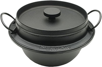 410-719 Japanese Cast Iron Gohan Nabe Rice Cooker, Black1