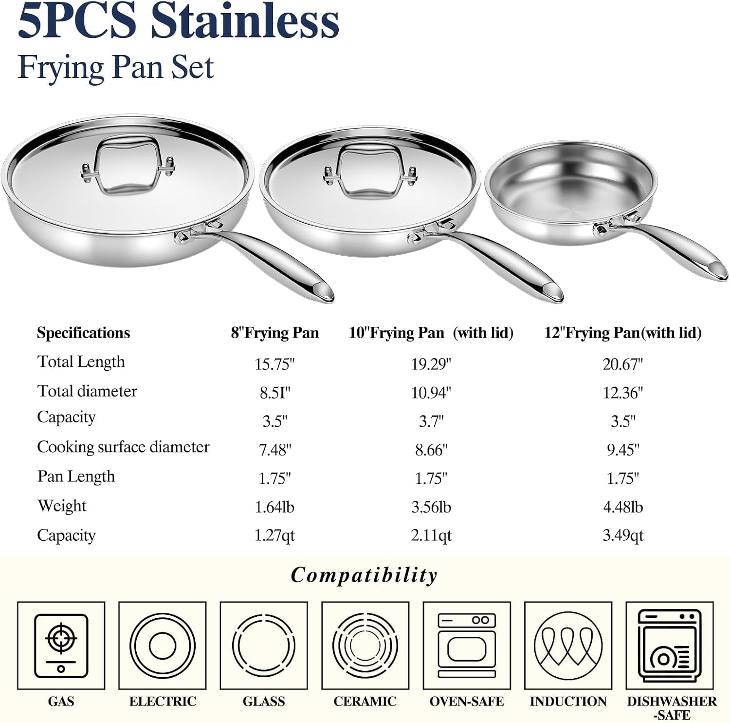 stainless-steel-frying-pan-set-with-lid-3pcs-skillet-set-includes-8-10-12-5-ply-stainless-clad-heavy-duty-professional-cookware-set-fast-even-heat-dishwasher-and-oven-safe