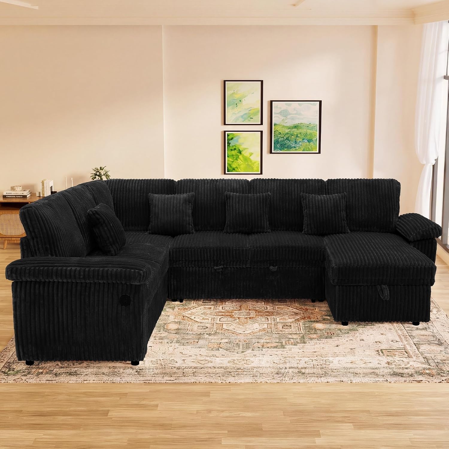 modular-sectional-sleeper-sofa-with-pull-out-bed-104-u-shaped-7-seat-cloud-sectional-couches-for-living-room-comfy-corduroy-couch-sofa-bed-with-storage-chaise-usb-charging-black