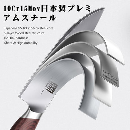 7 Pc Japanese Knife Set, High Carbon 10Cr15Mov Stainless Steel3
