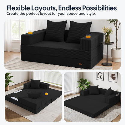 Futon Sofa Bed, Convertible Sofa Bed, Folding Boneless Couches4