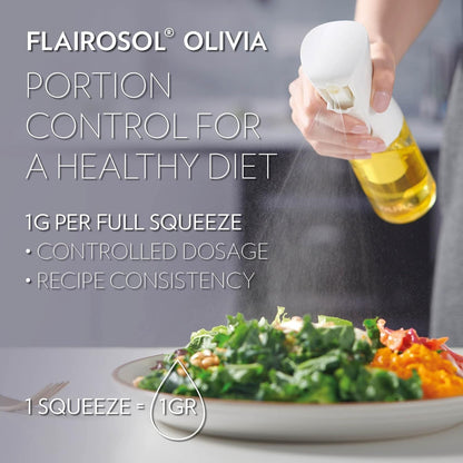 OLIVIA. the Original Advanced Oil Sprayer for Cooking, Salads, Bbqs and More, Continuous Spray with Portion Control, Trusted by Chefs. Patented Technology. (Glass Bottle) (Golden Leaves) | Portion Control Mist for Air Fryer, Salad, BBQ, Refillable & Reusable, Fine Mist Olive Oil Kitchen Sprayer, Anti-Drip3