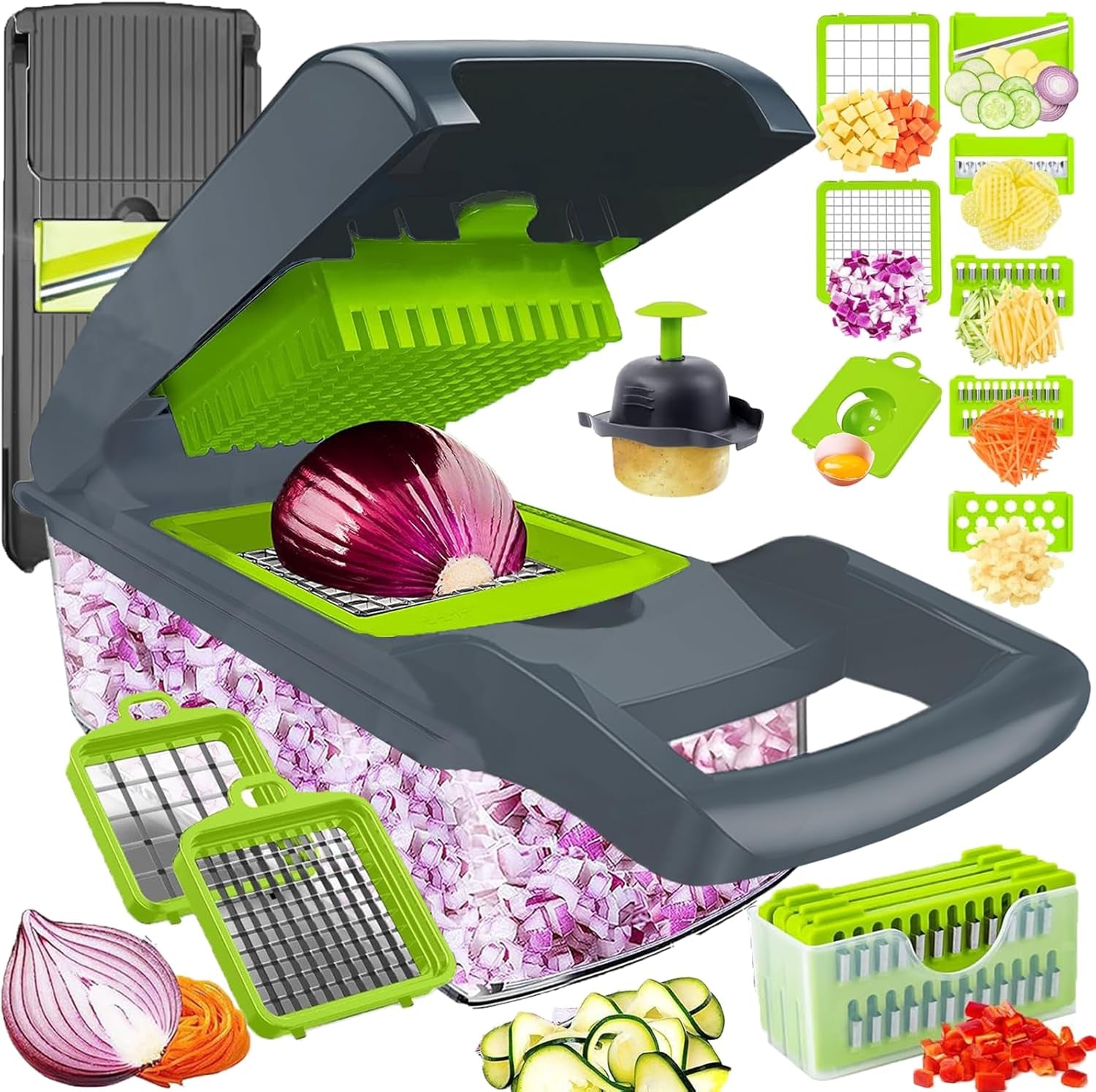 vegetable-chopper-dicer-with-container-cheese-grater-mandoline-slicer-cabbage-shredder-french-fry-cutter-stainless-steel-for-veggie-onion-potato-fruit-food-manual-hand-cooking-gadget-for-kitchen-pro-series-veggie-cutter-with-container-for-food-onion-fruit-salad-potato-christmas-gift-house-cooking-supply-tool