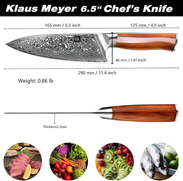 Damascus Chef Knife 6.5 Inch Rosewood Handle Chef Knife Ultra Sharp Santoku Knife, Gift for Women Men3