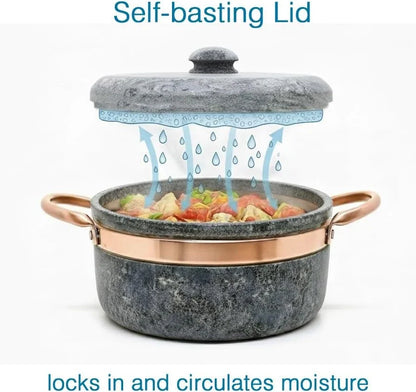 Soapstone 2.4 Qt Dutch Oven with Copper Handles by  | Handcrafted from a Block of Pure Soapstone | Non-Toxic and Non-Stick | Unique, Durable and Eco-Friendly4
