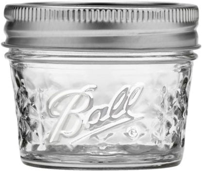 Wide Mouth Quilted Crystal Jelly Jars with Lids and Bands, Used for Canning, Pickling, Juice, Jam, Jelly, Quarter Pint Size (4 Ounce (Pack of 6))2