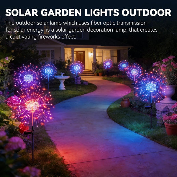 Solar Garden Lights Outdoor,Waterproof Garden, 2PC 200 LED Twinkling Firework Lights Decorative with 8 Modes,Decor for Yard Patio Pathway Lawn for Yard outside Fairy Decorative3