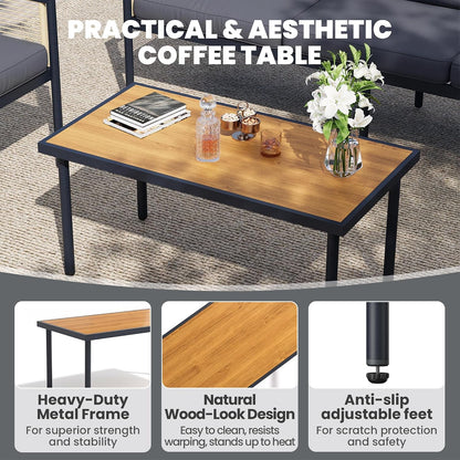 Patio Furniture Set for 4, Metal Outdoor Furniture Set with Table2