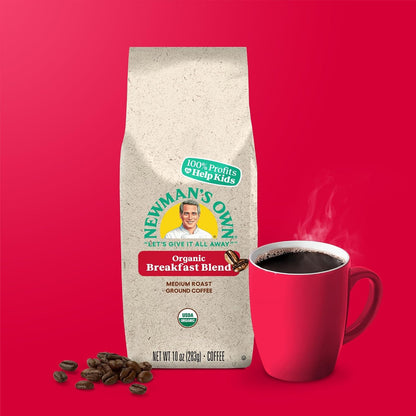 Newman'S Own Organics Breakfast Blend, Ground Coffee, Fair Trade Certified, Medium Roast, Bagged 10Oz5